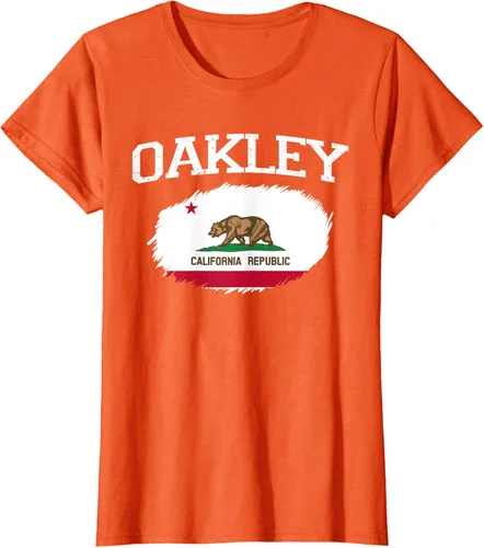 Vista 42 de OAKLEY CA CALIFORNIA Flag Vintage USA Sports Hombre Mujer Camiseta, Negro
