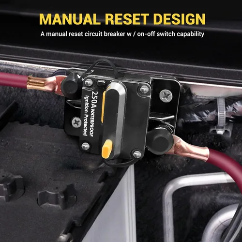 Vista 8 de Interruptor de circuito impermeable de 250 A, portafusibles de 12 V - 48 V CC Interruptor de reinicio manual para motor de arrastre de barco