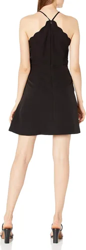 Vista 3 de Betsey Johnson Minivestido halter festoneado para mujer con botones de perlas