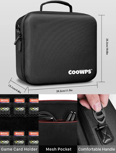 Vista 5 de COOWPS Funda para Switch compatible con Nintendo Switch y Switch OLED modelo, funda de transporte con interruptor duro de protección completa, bolsa