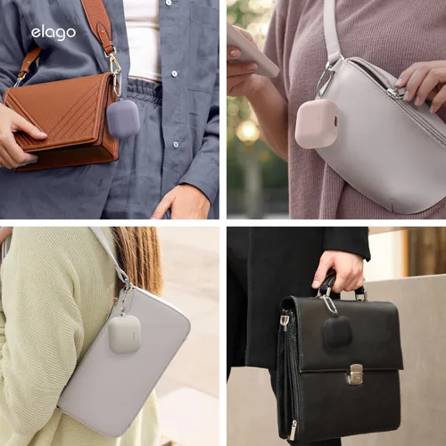Vista 9 de elago Compatible con Samsung Galaxy Buds 3 Pro y 3 y 3 FE, funda de silicona de alta calidad con mosquetón, protección completa, carga inalámbrica