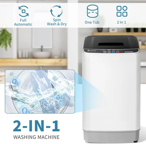 Vista 4 de Winado Lavadora completamente automática, lavadora portátil de carga superior de 17.6 libras con bomba de drenaje, 10 programas de lavado, 8 niveles