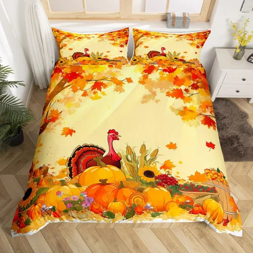 Vista 9 de Feelyou Juego de ropa de cama para niños, gatos negros, tamaño individual, funda de edredón de linterna de calabaza de Halloween para niños y niñas