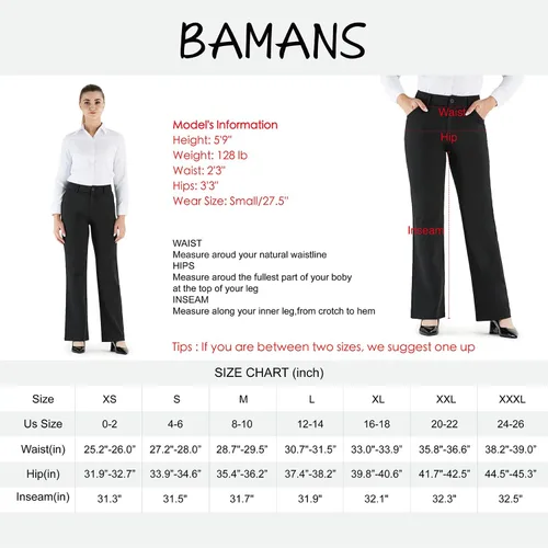 Vista 7 de Bamans Pantalones de vestir para mujer, leggings de pierna ancha, acampanados, de cintura alta, para trabajo, negocios, oficina, pantalones de yoga