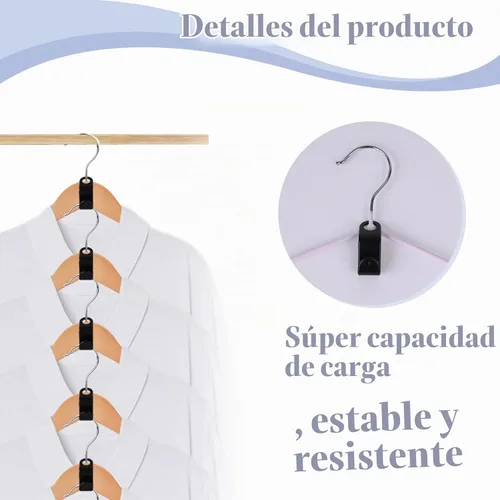 Vista 3 de MCPINKY - Ganchos extensores de colgador, 50 ganchos para colgar ropa Ahorradores de espacio en el armario para colgar ropa, color negro