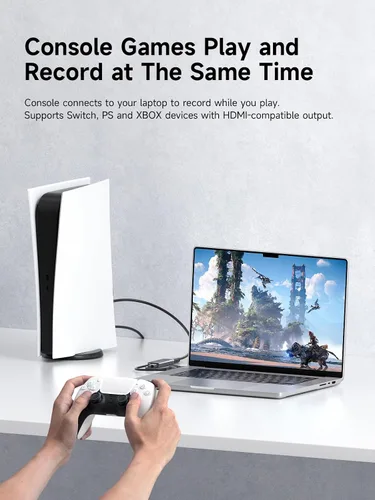 Vista 3 de Hagibis USB3.0 Video Capture Card with 100W PD HDMI to USB/USB C 1080P HD 60fps Live and Record Video Audio Game MS2130 for Quest 3 2 Pro VR Switch2
