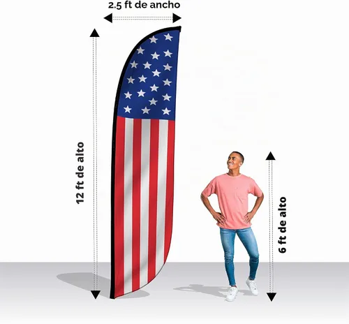Vista 3 de LookOurWay Bandera de plumas – Banderas publicitarias de 12 pies de alto
