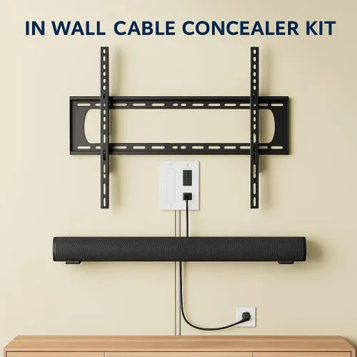 Vista 3 de Kit corrector de cable de pared Pintable, sistema de gestión de cables, TV, cine en casa y oficina, fácil de bricolaje, cable de alimentación