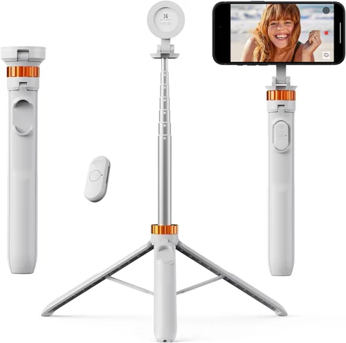 Vista 8 de K&F Concept Trípode magnético para selfie de 63 pulgadas, soporte ligero para teléfono celular con control remoto inalámbrico, compatible con iPhone