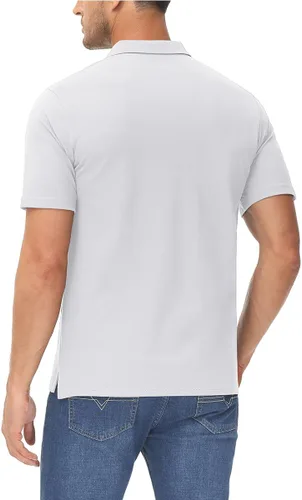 Vista 2 de MAGCOMSEN Polo de manga corta para hombre, polo de golf, de algodón, piqué, de tenis, camisa ligera e informal
