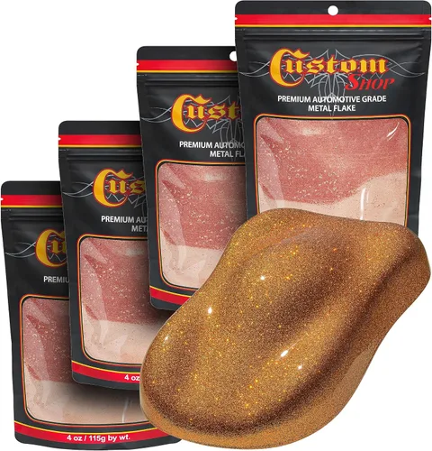 Vista 7 de Custom Shop - Purpurina metálica para pintura automotriz, oro brillante, 4 oz, micro escamas de metal de 0.004" para pintura de automóviles, aditivo