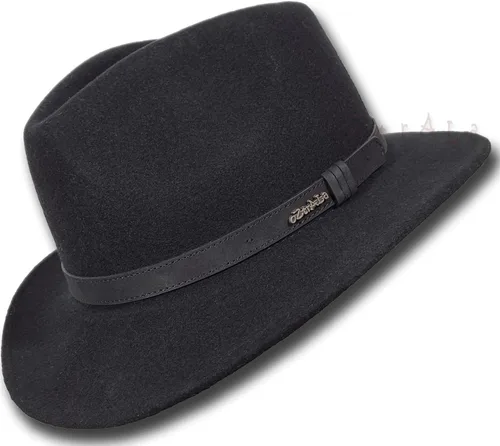 Vista 6 de Oztrala Sombrero de fieltro de lana australiana Outback clásico clásico Fedora para hombre, banda de cuero vaquero, HW01 EE. UU