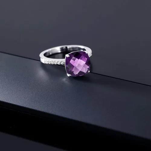 Vista 33 de Gem Stone King Anillo de compromiso de plata de ley 925 con piedra preciosa de corte cojín de 0.39 pulgadas Anillo de compromiso de aniversario