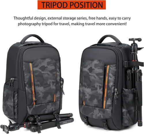 Vista 7 de Mochila para cámara fotógrafo, mochila impermeable grande para cámaras DSLR, mochilas para fotógrafos, mochila para cámara para mujeres y hombres