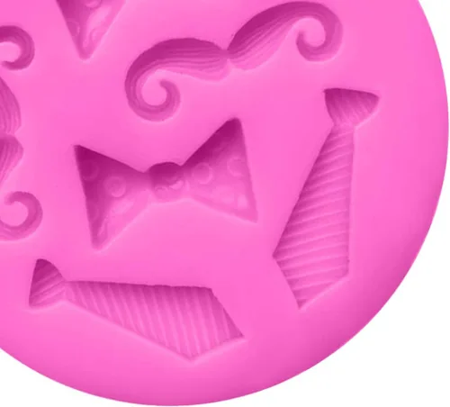 Vista 5 de Luckycivia - Juego de 4 pajaritas para barba, molde de fondant de chocolate con caramelo, molde de silicona para pastel