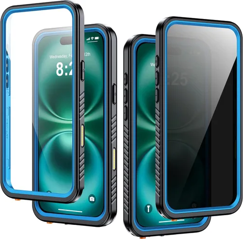 Vista 18 de Funda impermeable para iPhone 15, protector de pantalla de privacidad integrado y protector de pantalla HD [IP68 bajo el agua] a prueba de golpes a