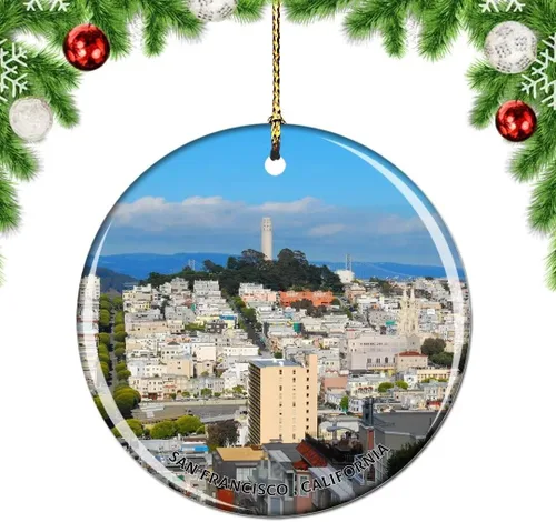 Vista 38 de California San Francisco 16 Avenue Tiled Steps USA Christmas Tree Ornamento Decoración Colgante Colgante Decoración Ciudad Viaje Souvenir Colección