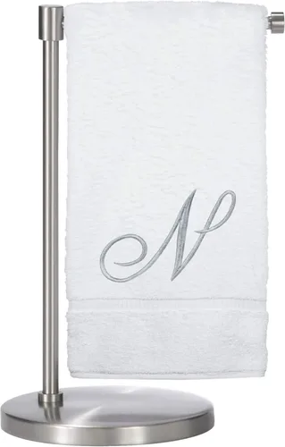 Vista 119 de Script R - Toalla de baño con monograma, regalo personalizado, 27 x 54 pulgadas, juego de 1 toalla bordada con texto dorado, 100% algodón turco Navy