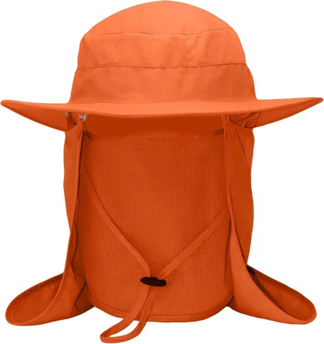 Vista 4 de Sombrero de pesca Sun Bonnie para hombres y mujeres, protección UV, gorra ligera, ala ancha, solapa desmontable para el cuello y cubierta facial