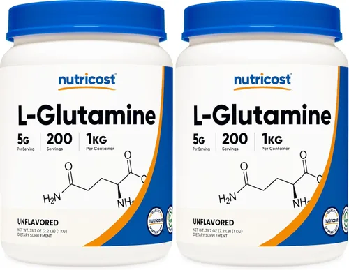 Vista 9 de Nutricost - L-glutamina en polvo, 17.6 onzas (sabor frambuesa azul)