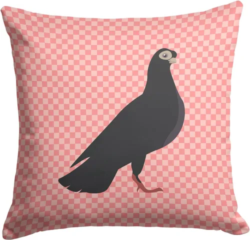 Vista 382 de Caroline's Treasures BB8163PW1414 Beltsville - Almohada decorativa de tela a cuadros pequeños, color blanco, pavo y gallina azul, lavable a máquina