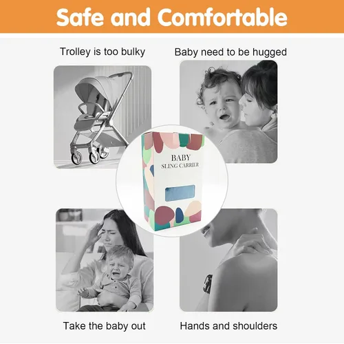 Vista 5 de Portador de Eslinga para Bebé, Portabebés para Niños Pequeños, Portabebés 2025 Actualizado con 4 Correas Ajustables (4.5-13.6 kg), Ligero, Portátil