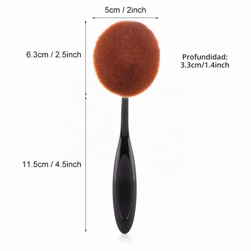 Vista 2 de Yoseng Brochas de maquillaje ovaladas grandes, todo negro
