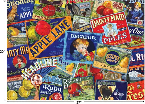 Vista 4 de RoseArt - Colección Smithsonian Archives - Etiquetas de cajas de frutas - Rompecabezas de 1000 piezas para adultos
