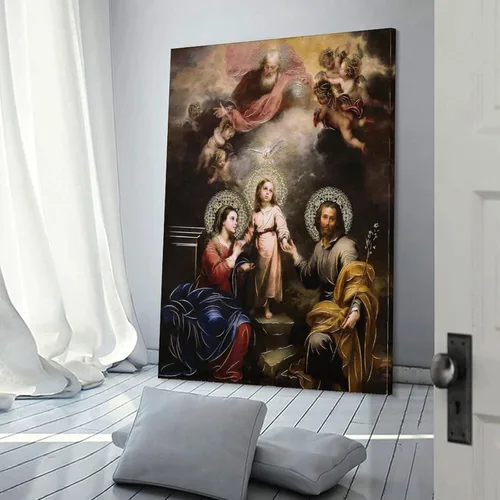 Vista 3 de Pintura al óleo de la Sagrada Familia Religiosa Arte de Pared Impreso Pinturas para Decoración de Pared Lienzo Impreso Arte de Pared para Decoración