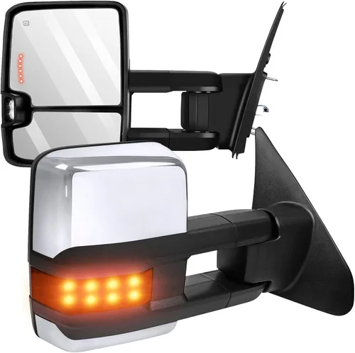 Vista 13 de OCPTY Espejo de remolque eléctrico calentado derecho del lado del pasajero espejo de remolque apto para 2007-2017 para Toyota para Tundra con luz