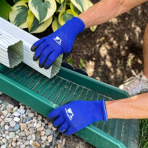 Vista 2 de Wells Lamont Guantes de trabajo con agarre recubierto para hombre con revestimiento de látex, talla S (524S), color azul