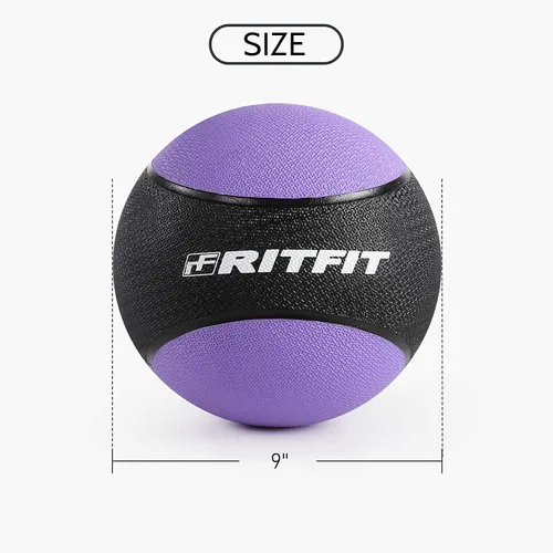 Vista 3 de RitFit Weighted Medicine Ball - Non-Slip Rubber Shell & Dual Texture Grip - Workout Exercise Ball for Core Strength, Balance Training, Coordination