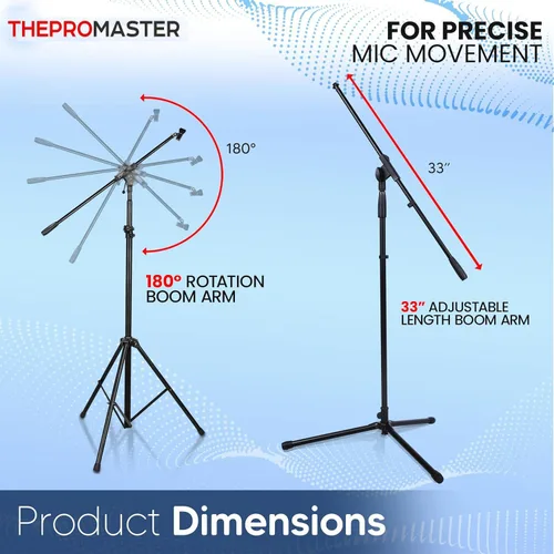 Vista 2 de Soporte de micrófono para trípode, cuello de cisne telescópico de audio profesional universal y ajustable, soporte de micrófono con brazo de pluma