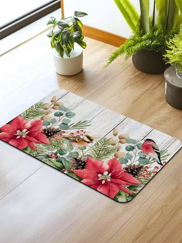 Vista 2 de Tapete de baño de Navidad para bañera, antideslizante, de secado rápido y absorbente, tierra de diatomeas, cocina, ducha, fregadero, lavable, tapete