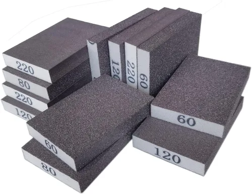 Vista 6 de Paquete de 12 esponjas de lijado – Grano 60, 80, 120, 220, bloque de lijado lavable y reutilizable, esponjas de lijadora para paneles de yeso
