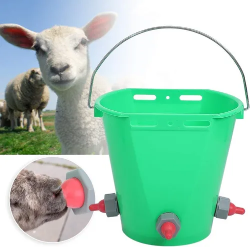 Vista 5 de Cucharón de alimentación de vaca, pezones múltiples, de plástico, 8L, de alta capacidad, para alimentación de leche de cordero, cubo de alimentación