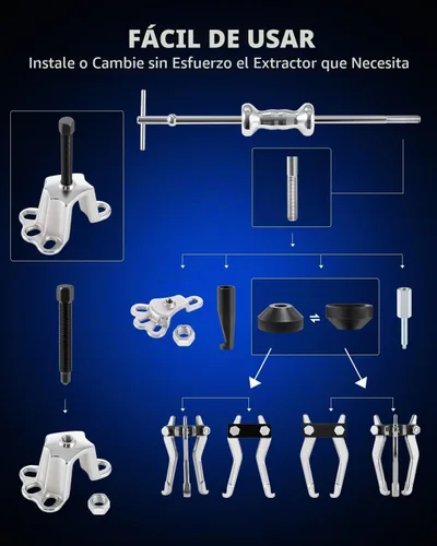 Vista 7 de Orion Motor Tech - Juego de martillo deslizante y extractor de 9 vías interno/externo, tiradores de bujes, ejes axiales de rueda trasera Extractor