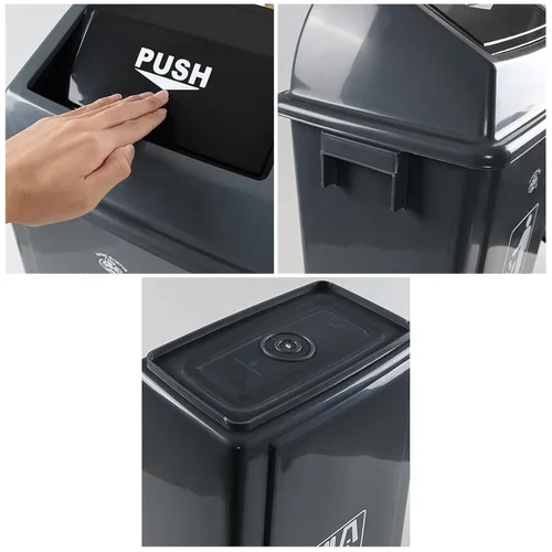 Vista 3 de Readsky Bote de basura de plástico para cocina de 13 galones con tapa giratoria, gris, 4 paquetes