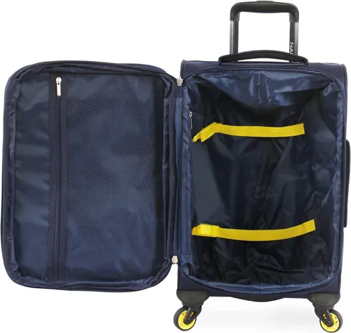 Vista 7 de Nautica Pathfinder - Juego de equipaje suave de 2 piezas equipaje de mano lona Azul MarinoAmarillo Pathfinder - Juego de equipaje de 2 piezas