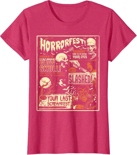Vista 11 de Vintage Horrorfest Movie Poster Terror Old Time Halloween Camiseta S Negro