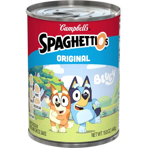 Vista 20 de SpaghettiOs Pasta enlatada con albóndigas A to Z's, lata de 15.6 onzas