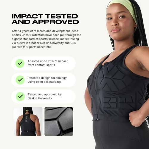 Vista 3 de Zena Sport - Chaleco protector de pecho para adultos para mujer - Chaleco de compresión acolchado con cremallera frontal - para deportes