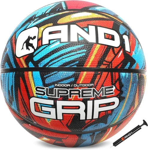 Vista 13 de AND1 Supreme Grip - Pelota de baloncesto de goma de tamaño 7 (29.5 pulgadas) con construcción de canal profundo, pelota oficial de Streetball, hecha