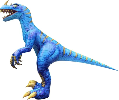 Vista 2 de WEI ZHENG Disfraz inflable de Velociraptor Disfraz inflable de dinosaurio Raptor Disfraz de Halloween