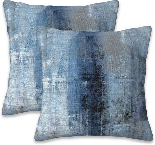 Vista 17 de Fundas de almohada Naqiuli azules florales de 16x16 pulgadas, juego de 2 fundas de almohada decorativas, fundas de cojín para dormitorio, sala