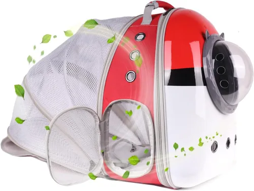 Vista 10 de Mochila expandible para gatos, mochila para gatos, gatitos y cachorros pequeños, mochila de burbujas aprobada por aerolíneas, cápsula espacial Azul