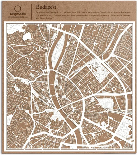 Vista 156 de O3 Design Studio Aberdeen - Mapa de papel cortado en papel blanco de 12 x 12 pulgadas