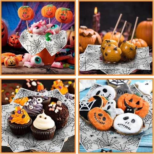 Vista 3 de Yahenda 150 hojas de papel de cera de Halloween para envoltura de alimentos