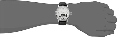 Vista 2 de Disney W001856 Mickey Mouse Reloj analógico de cuarzo negro para hombre, Negro, Movimiento de cuarzo