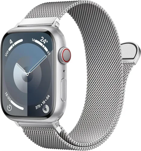 Vista 9 de Milanese Loop Compatible with Apple Watch Bands 46 44 45 49mm Men and Women A-Medianoche